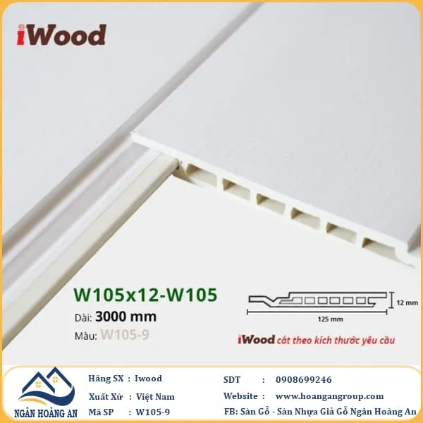 Tấm Ốp Tường Ốp Trần Nano Giả Gỗ Hèm U Iwood W105-9