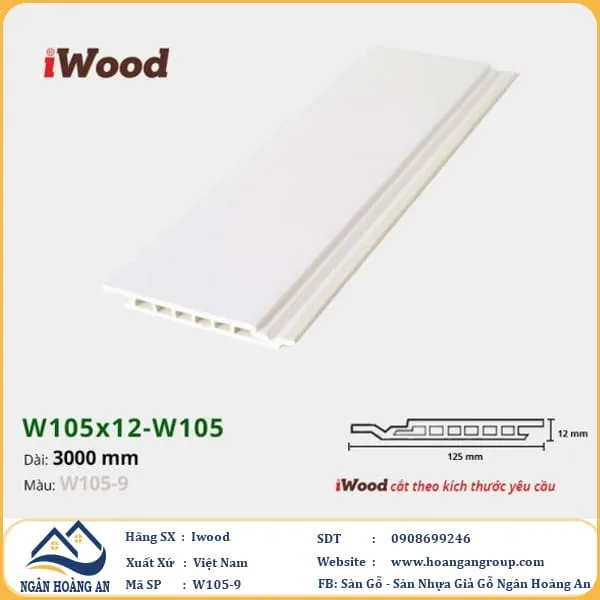 Tấm Ốp Tường Ốp Trần Nano Giả Gỗ Hèm U Iwood W105-9