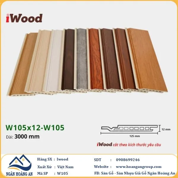 Tấm Ốp Tường Ốp Trần Nano Giả Gỗ Hèm U Iwood W105
