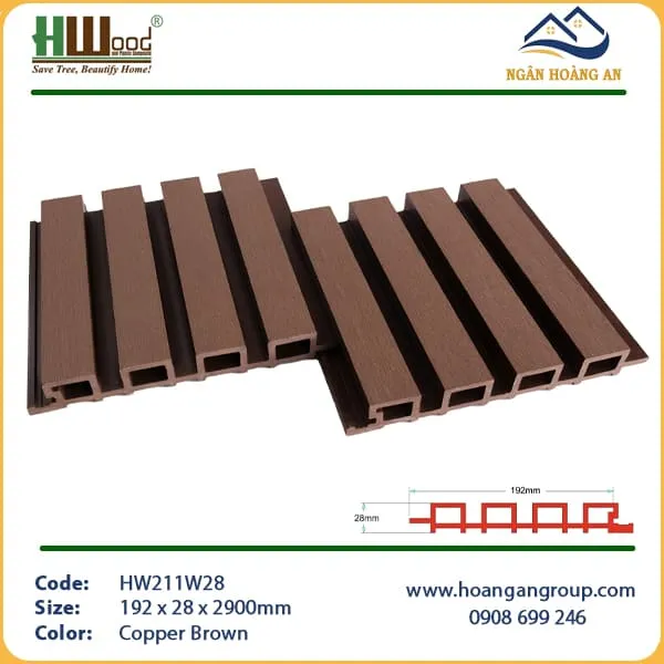 Tấm Ốp Lam Sóng Gỗ Nhựa Ngoài Trời Hwood HW211W28