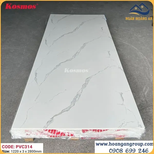 Tấm Nhựa PVC Giả Vân Đá Kosmos Màu Trắng Vân Mây PVC314 