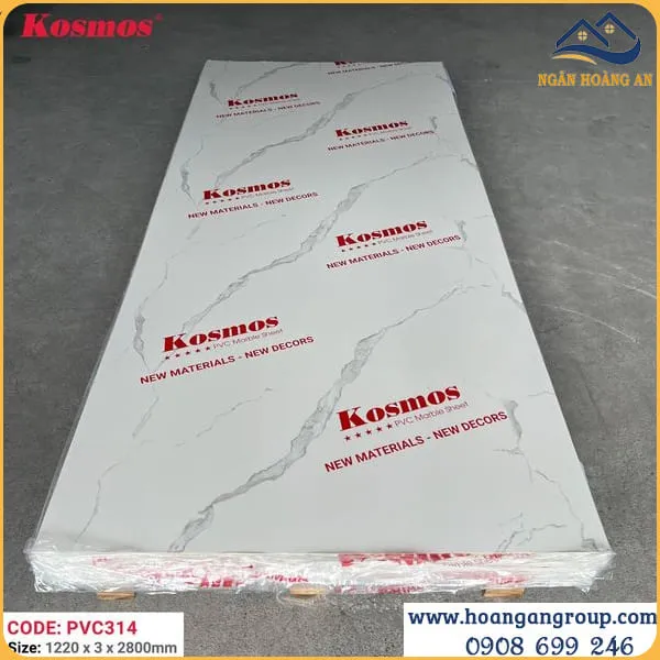 Tấm Nhựa PVC Giả Vân Đá Kosmos Màu Trắng Vân Mây PVC314 