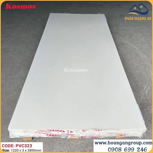 Tấm Nhựa PVC Giả Vân Đá Kosmos Màu Trắng Trơn PVC323