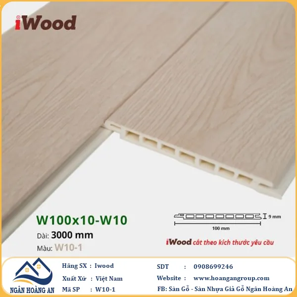 Tấm Nano Hèm V Giả Gỗ Ốp Tường Ốp Trần Iwood W10-1