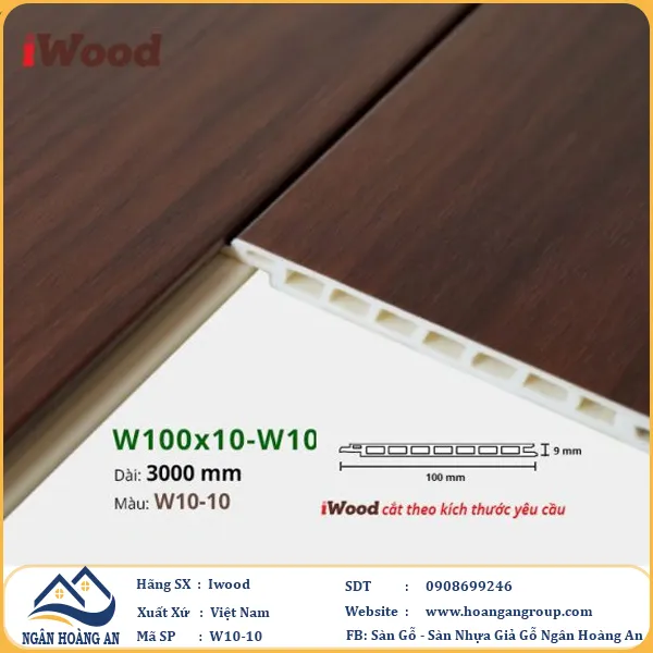 Tấm Nano Hèm V Giả Gỗ Ốp Tường Ốp Trần Iwood W10-10