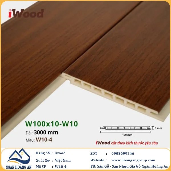 Tấm Nano Hèm V Giả Gỗ Ốp Tường Ốp Trần Iwood W10-4