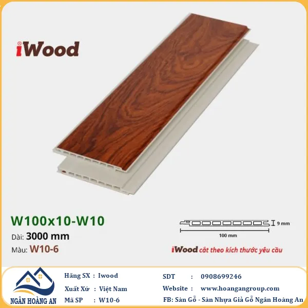 Tấm Nano Hèm V Giả Gỗ Ốp Tường Ốp Trần Iwood W10-6