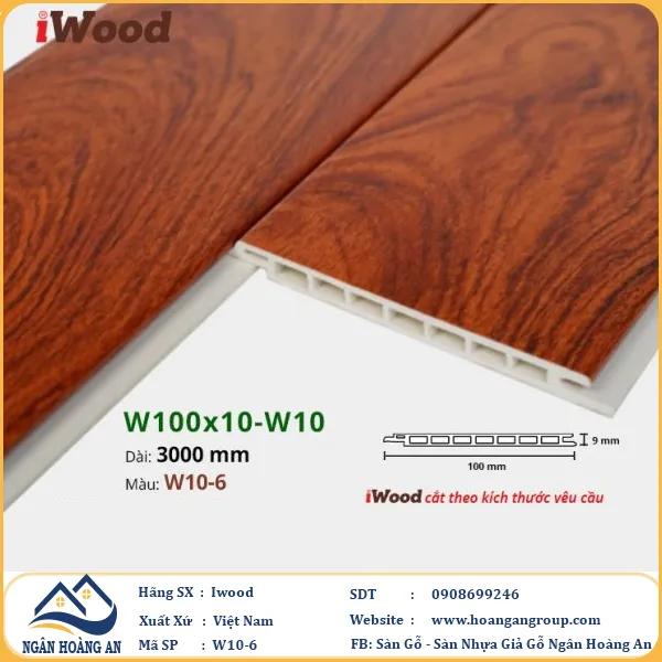Tấm Nano Hèm V Giả Gỗ Ốp Tường Ốp Trần Iwood W10-6