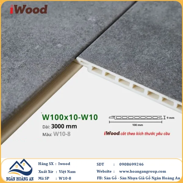 Tấm Nano Hèm V Giả Bê Tông Ốp Tường Ốp Trần Iwood W10-8