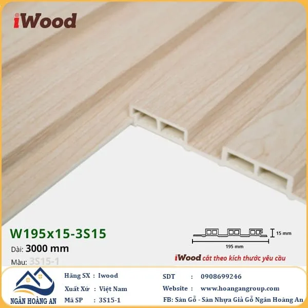 Lam 3 Sóng Nhựa Giả Gỗ Ốp Tường Ốp Trần Iwood 3S15-1