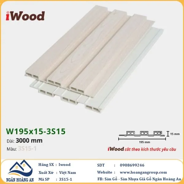 Lam 3 Sóng Nhựa Giả Gỗ Ốp Tường Ốp Trần Iwood 3S15-1