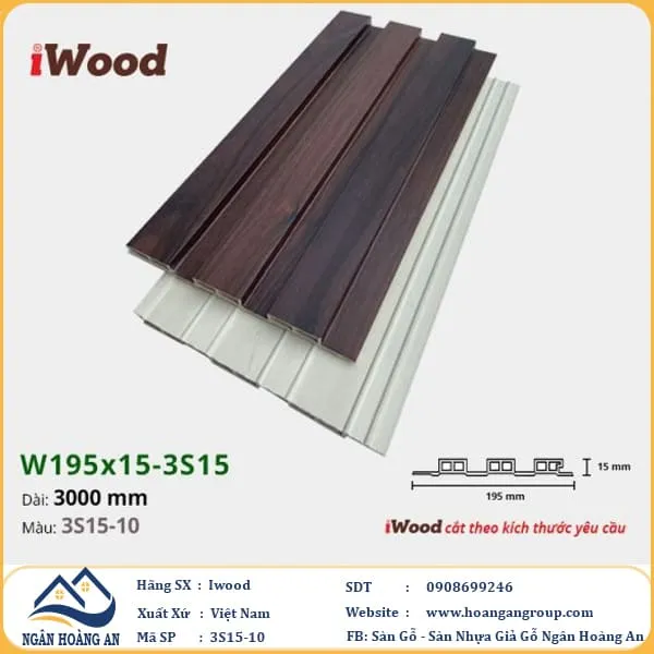 Lam 3 Sóng Nhựa Giả Gỗ Ốp Tường Ốp Trần Iwood 3S15-10