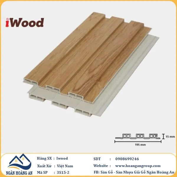 Lam 3 Sóng Nhựa Giả Gỗ Ốp Tường Ốp Trần Iwood 3S15-2