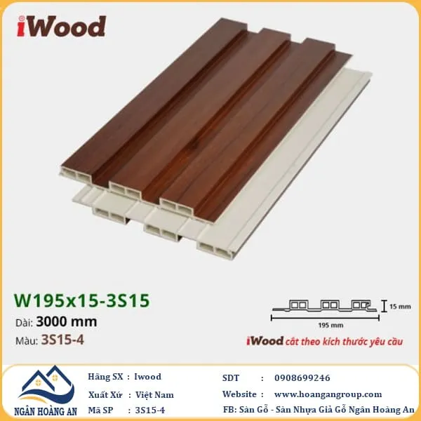 Lam 3 Sóng Nhựa Giả Gỗ Ốp Tường Ốp Trần Iwood 3S15-4