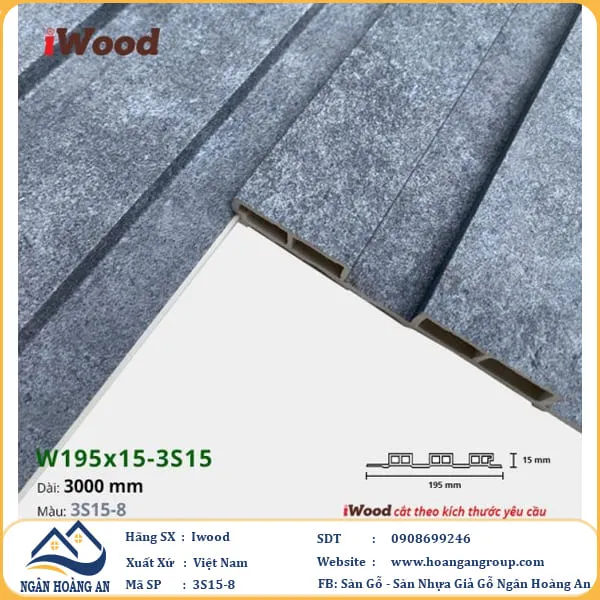 Lam 3 Sóng Nhựa Giả Gỗ Ốp Tường Ốp Trần Iwood 3S15-8