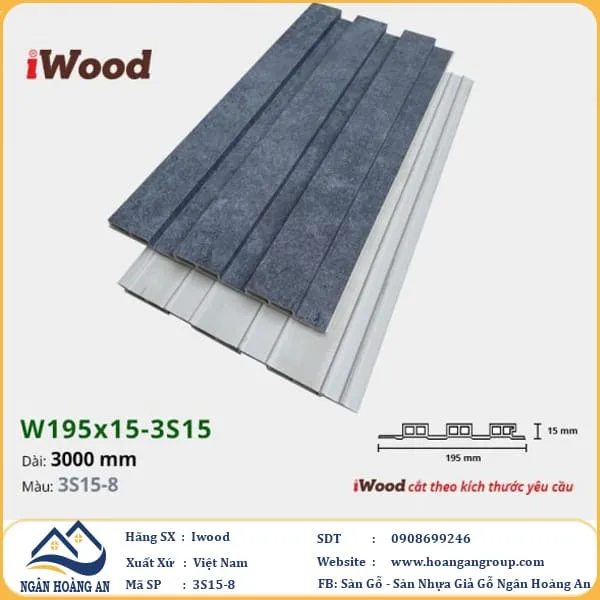 Lam 3 Sóng Nhựa Giả Gỗ Ốp Tường Ốp Trần Iwood 3S15-8
