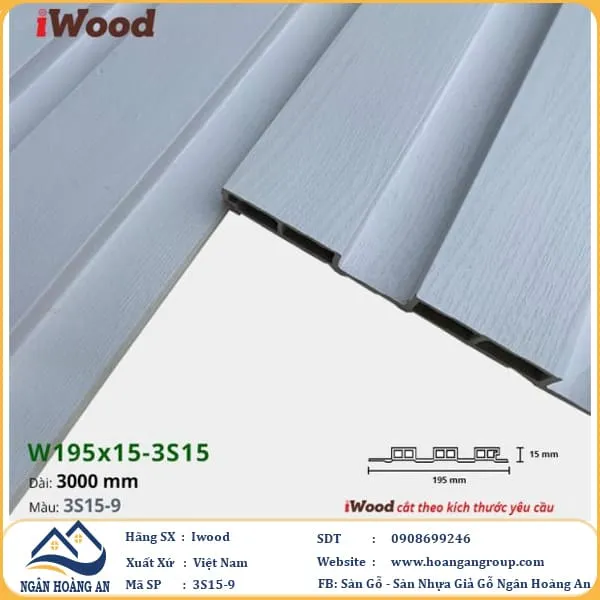 Lam 3 Sóng Nhựa Giả Gỗ Ốp Tường Ốp Trần Iwood 3S15-9