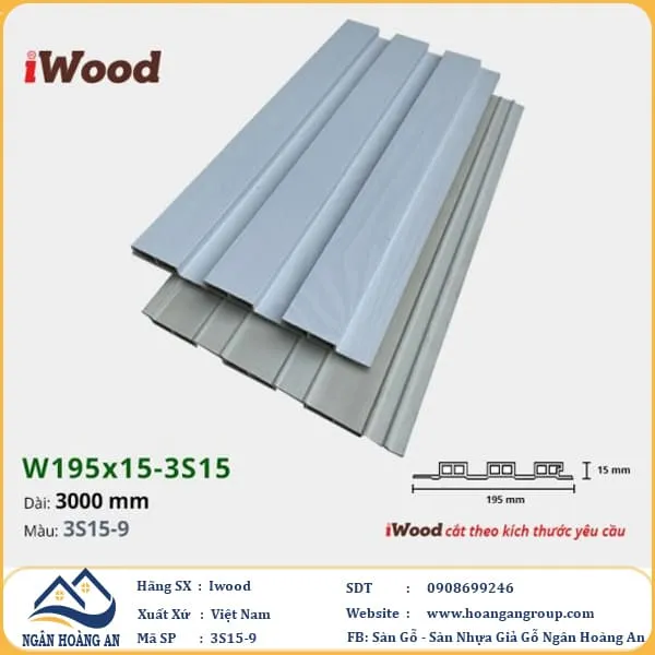 Lam 3 Sóng Nhựa Giả Gỗ Ốp Tường Ốp Trần Iwood 3S15-9