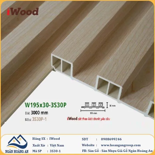 Lam 3 Sóng Cao Giả Gỗ Ốp Tường Ốp Trần Iwood 3S30P-1