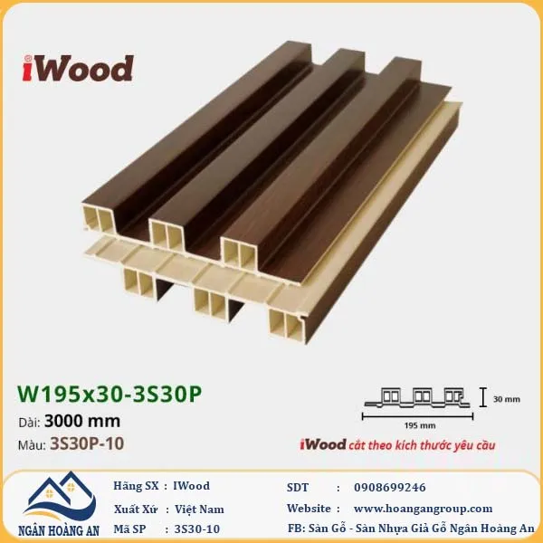 Lam 3 Sóng Cao Giả Gỗ Ốp Tường Ốp Trần Iwood 3S30P-10