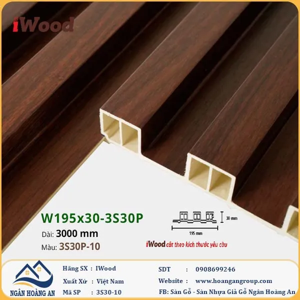 Lam 3 Sóng Cao Giả Gỗ Ốp Tường Ốp Trần Iwood 3S30P-10