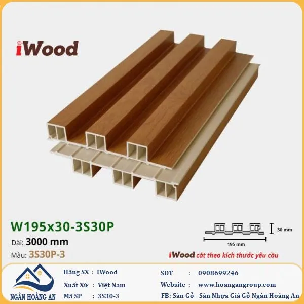 Lam 3 Sóng Cao Giả Gỗ Ốp Tường Ốp Trần Iwood 3S30P-3
