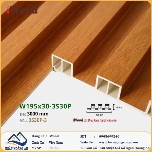 Lam 3 Sóng Cao Giả Gỗ Ốp Tường Ốp Trần Iwood 3S30P-3