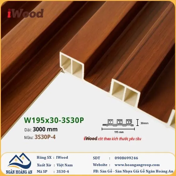 Lam 3 Sóng Cao Giả Gỗ Ốp Tường Ốp Trần Iwood 3S30P-4