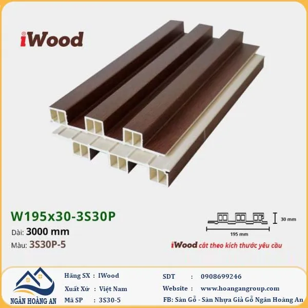 Lam 3 Sóng Cao Giả Gỗ Ốp Tường Ốp Trần Iwood 3S30P-5