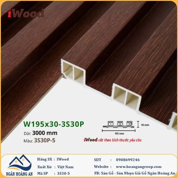 Lam 3 Sóng Cao Giả Gỗ Ốp Tường Ốp Trần Iwood 3S30P-5