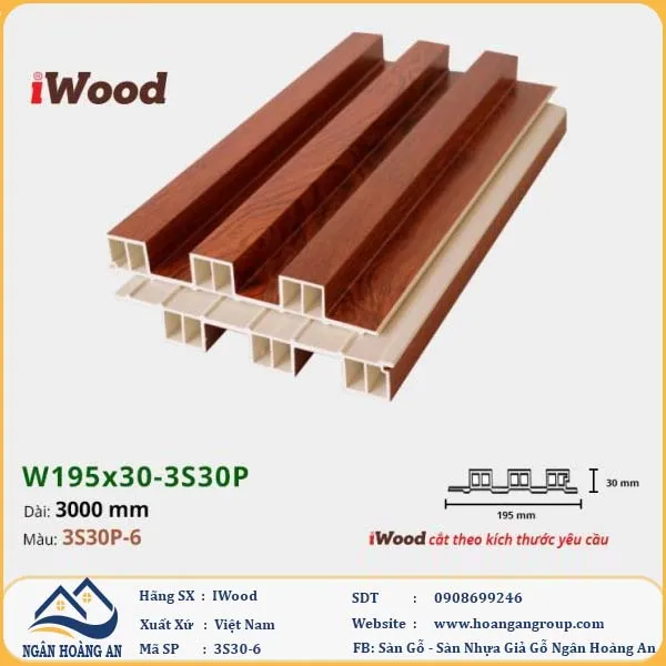 Lam 3 Sóng Cao Giả Gỗ Ốp Tường Ốp Trần Iwood 3S30P-6