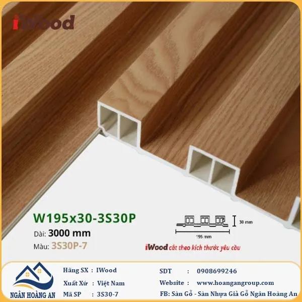 Lam 3 Sóng Cao Giả Gỗ Ốp Tường Ốp Trần Iwood 3S30P-7