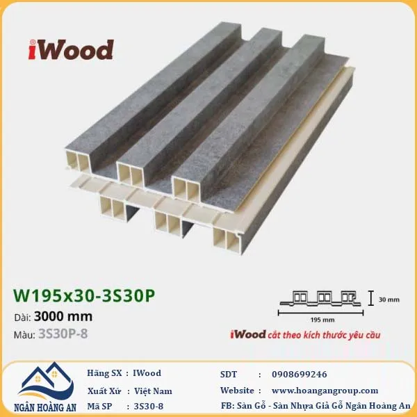 Lam 3 Sóng Cao Giả Gỗ Ốp Tường Ốp Trần Iwood 3S30P-8