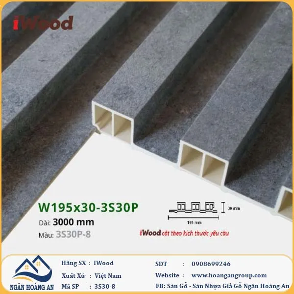 Lam 3 Sóng Cao Giả Gỗ Ốp Tường Ốp Trần Iwood 3S30P-8