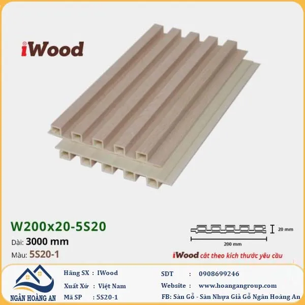 Lam 5 Sóng Nhựa Giả Gỗ Ốp Tường Ốp Trần Iwood 5S20-1