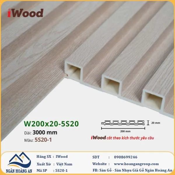 Lam 5 Sóng Nhựa Giả Gỗ Ốp Tường Ốp Trần Iwood 5S20-1