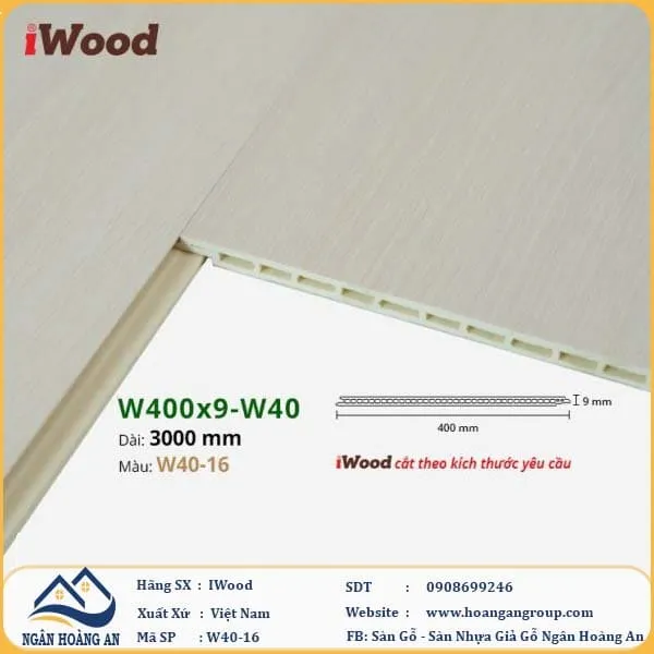 Tấm Nhựa Ốp Tường Ốp Trần Nano Giả Gỗ Iwood W40-16