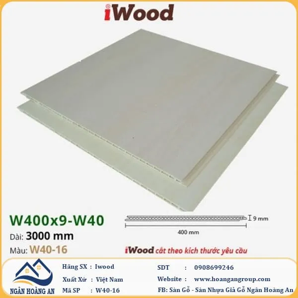 Tấm Nhựa Ốp Tường Ốp Trần Nano Giả Gỗ Iwood W40-16