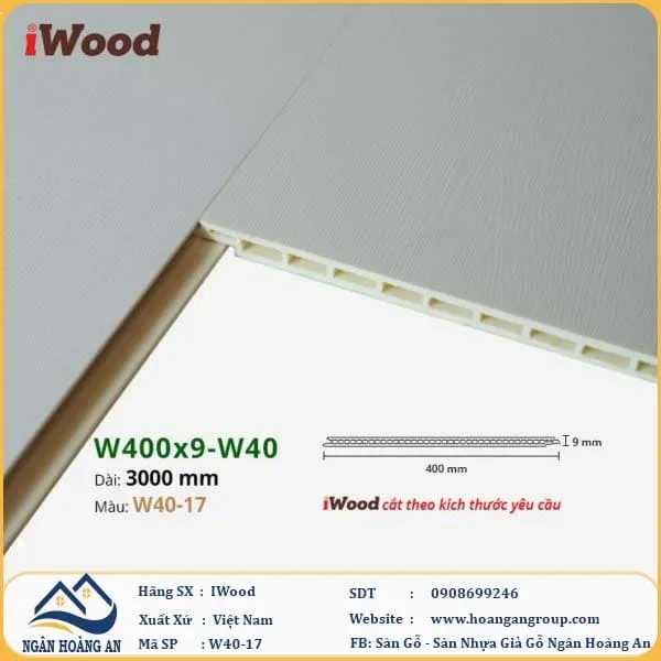 Tấm Nhựa Ốp Tường Ốp Trần Nano Giả Gỗ Iwood W40-17