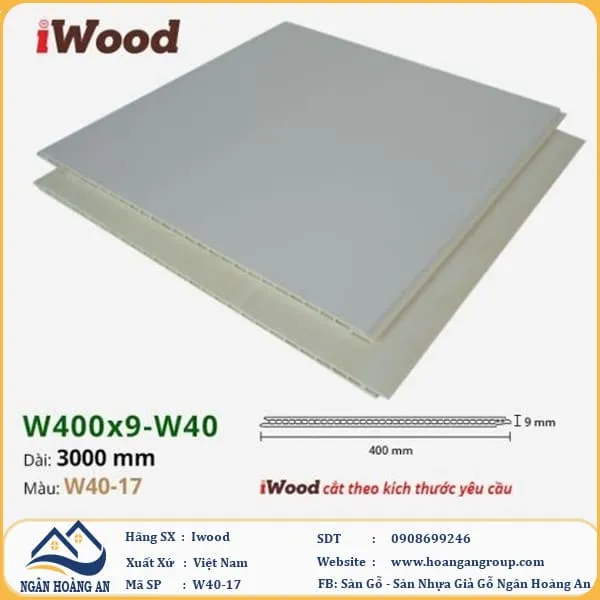 Tấm Nhựa Ốp Tường Ốp Trần Nano Giả Gỗ Iwood W40-17