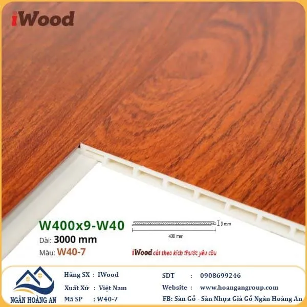 Tấm Nhựa Ốp Tường Ốp Trần Nano Giả Gỗ Iwood W40-7