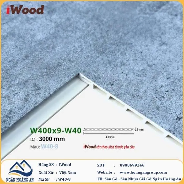 Tấm Nhựa Ốp Tường Ốp Trần Nano Giả Bê Tông Iwood W40-8