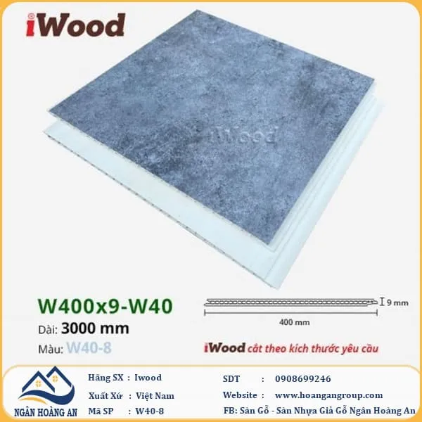 Tấm Nhựa Ốp Tường Ốp Trần Nano Giả Bê Tông Iwood W40-8