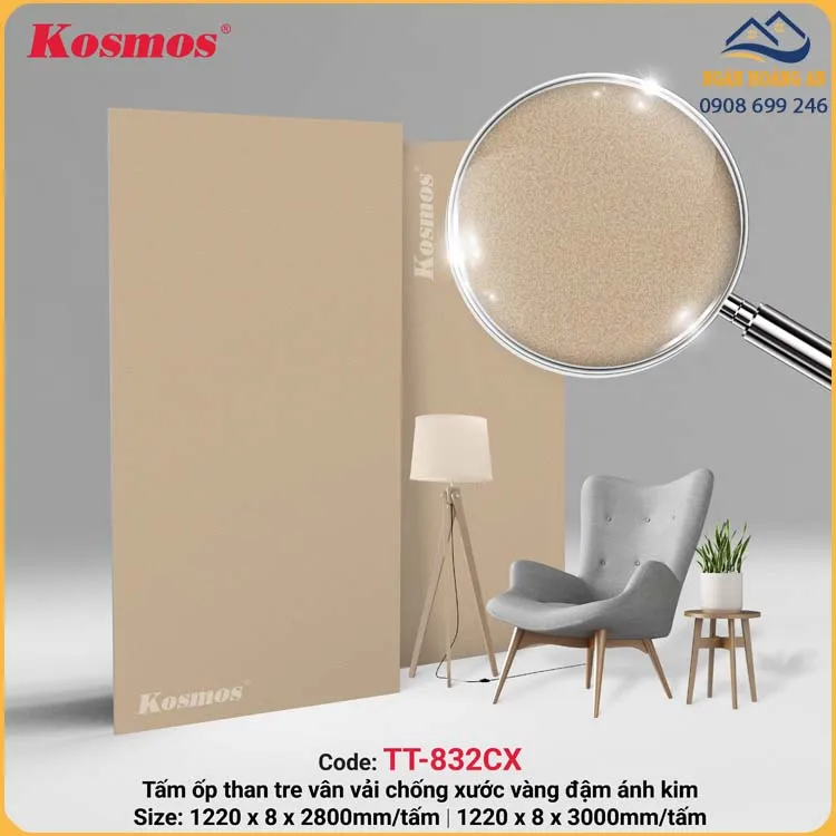Tấm Ốp Đa Năng Sợi Than Tre Kosmos 8mm Vân Vải TT-832