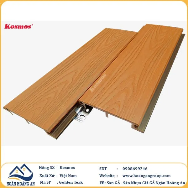 Tấm Ốp Gỗ Nhựa Ngoài Trời Kosmos Phủ ASA OP140X12 Teak