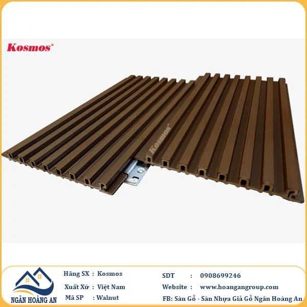 Tấm Ốp Lam 8 Sóng Gỗ Nhựa Ngoài Trời Phủ ASA Kosmos 8S169X14 Walnut