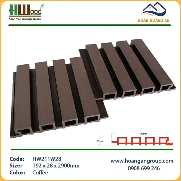 Tấm Ốp Lam Sóng Gỗ Nhựa Ngoài Trời Hwood HW211W28