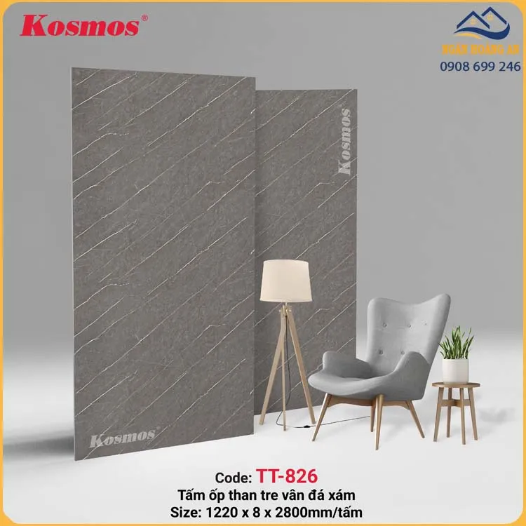 Tấm Ốp Đa Năng Sợi Than Tre Kosmos Vân Đá TT-826