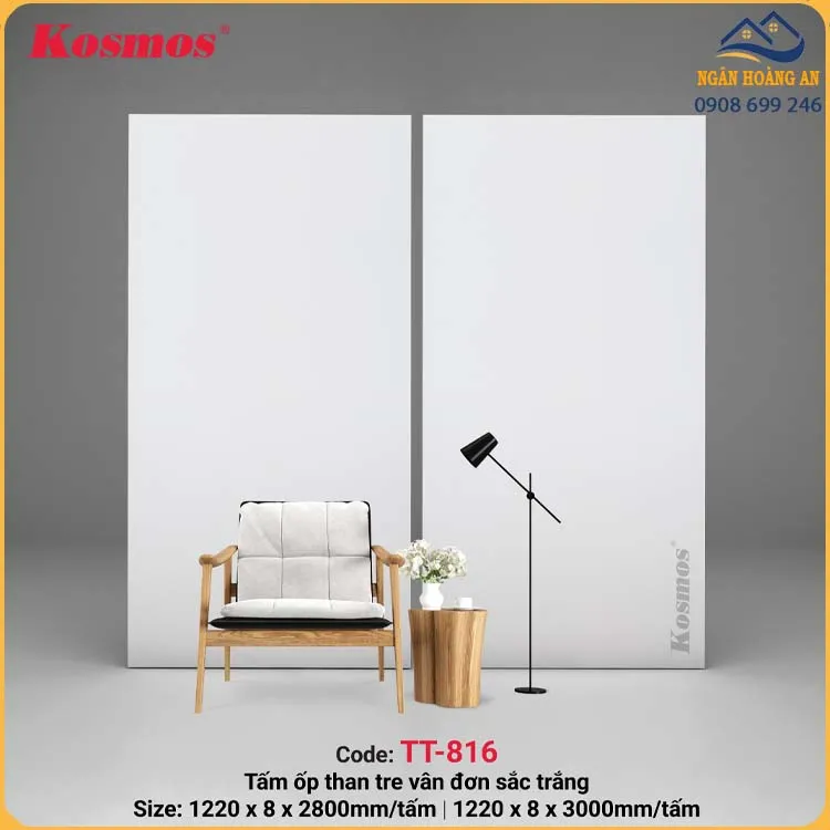 Tấm Ốp Đa Năng Sợi Than Tre Kosmos Đơn Sắc TT-816