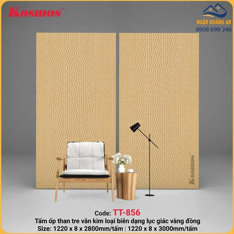 Tấm Ốp Than Tre Kosmos TT-856 Kim Loại Biến Dạng Lục Giác